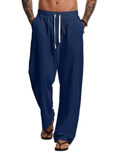 Lightweight Men's Solid <b>Trousers</b> 100% Cotton Fashion Streetwear Joggers Pants Soft Yoga Running Lounge Casual Pants with Pockets - Product Image 2