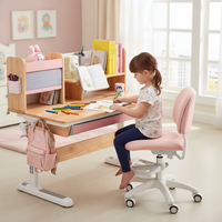 Ensemble de bureau et chaise d'étude pour enfants en métal réglable en hauteur, design ergonomique et caractéristiques de sécurité