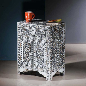 Mesa Consola con Incrustaciones de Hueso, Estilo Tradicional, para Dormitorio, Consola Geométrica para Entrada - Product Image 5