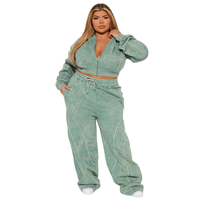 Ensemble survêtement 2 pièces pour femme : sweat à capuche zippé oversize court et pantalon de jogging, tissu épais 450 g/m², prix de gros