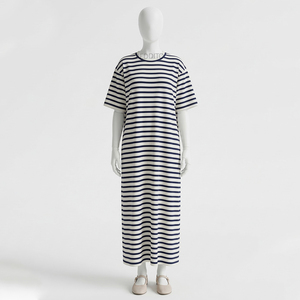 Vente en gros de robes de nuit simples, douces, respirantes, pour femmes, en coton 100%, couleur unie, taille plus, pour le printemps - Product Image 1