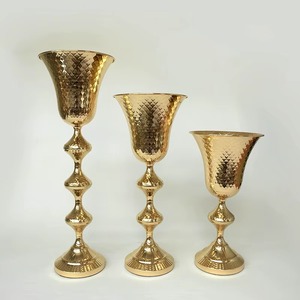 Hot Selling Art Deco Metal Floor <b>Vase</b> <b>Set</b> With Balls Design Handmade Gold Metal Centerpiece Wedding Decor - Product Image 1
