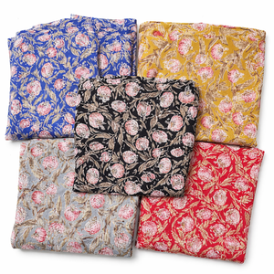 Tissu popeline peignée léger, respirant, biologique, écologique, imprimé floral, vêtements pour garçons et filles - Product Image 1