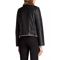 Nouveau à la mode femmes Bomber marron fourrure en peau de mouton véritable veste en cuir hiver ceinturé fermeture éclair élégant manteau en cuir pour les filles