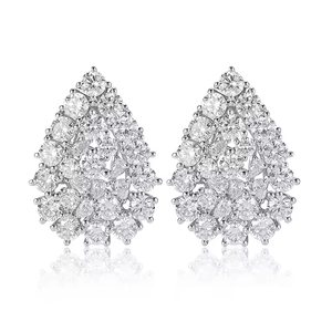 Boucles d'oreilles clous en or blanc pour femme, diamants ronds taille brillant, luxe, mariage, diamants de laboratoire certifiés IGI couleur D - Product Image 1