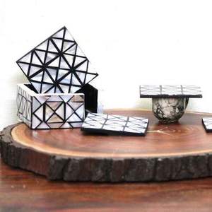 Posavasos versátil con incrustaciones de nácar, posavasos de MDF, posavasos de MOP, manteles individuales, posavasos con incrustaciones de MOP a precio de fábrica al por mayor - Product Image 1