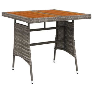Mesa de Jardín de Madera de Acacia Sólida y Ratán PE Gris con Acero con Recubrimiento en Polvo, Muebles Elegantes para Exteriores - Product Image 2