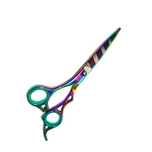 Professional Hairdressing Scissors Stainless Steel Sharp Blade Right Handed <b>Long</b> <b>Handle</b> Rainbow Finish Hair <b>Shears</b> - Product Image 3