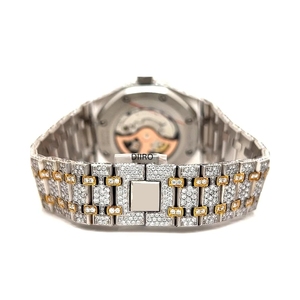 Reloj Mecánico de Lujo con Incrustaciones de Moissanita, Esfera Redonda de Acero Inoxidable, Cierre Oculto, Correa de 20 mm para Hombre - Product Image 4