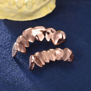 Grillz de Moissanita Chapados en Oro Rosa VVS, Juego Completo de Capas Dentales Iced Out, de Plata de Ley 925, Set de Dientes de Moda - Product Image 5