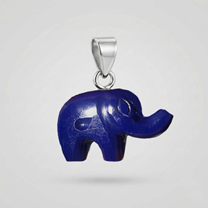 Natural Labradorite Elephant Pendant | Hand Carved Gemstone Animal <b>Charm</b> | <b>Silver</b> Plated Healing Crystal Totem Jewelry - Product Image 2