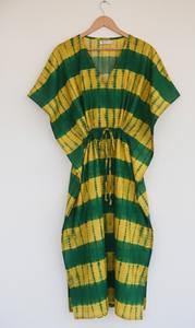 ชุดเดรสยาวแบบโบฮีเมียน คอวี ผ้าฝ้ายย้อมสีแบบดั้งเดิม ทำมือ เป็นมิตรกับสิ่งแวดล้อม ซักได้ ระบายอากาศดี ทรงหลวม เอวไม่รัดรูป สำหรับผู้หญิง - Product Image 3