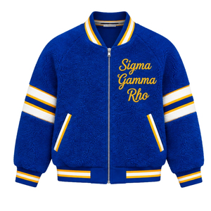 Custom Women Sigma Gamma Rho Reversible Fleece <b>Sherpa</b> Bomber Jacket Warm Double Face Greek Sorority Winter Outerwear Fashion - Product Image 1