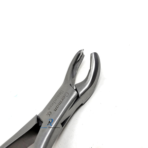 Forceps d'extraction dentaire 18R, manche doré, pointes dentelées, acier inoxydable, pour l'extraction des premiers et deuxième molaires supérieures droites - Product Image 3