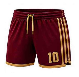 Shorts de football violets avec cordon de serrage, pantalons courts d'entraînement sportif, numéros d'équipe sublimés, vêtements de sport - Product Image 2