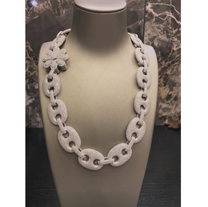 Proveedor Indio de Collares de Cadena Cubana con Moissanita, Unisex, Estilo Hiphop, Chapado en Oro Rosa y Rodio, Plata 925, para Compromiso, Boda o Uso Diario - Product Image 1