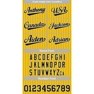 Camiseta de béisbol a rayas personalizada con botones y número de nombre personalizado, rayas amarillas/negras para hombres/mujeres/jóvenes, talla 25 - Product Image 4