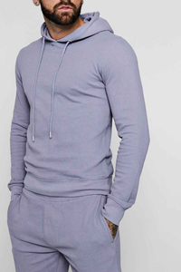Ensembles d'été en coton pour hommes, survêtement à capuche deux pièces, tenue streetwear délavée, vente en gros - Product Image 2