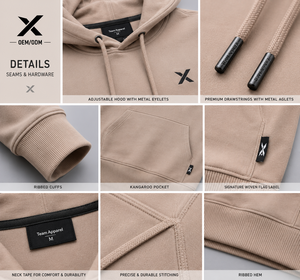 Sudadera con Capucha para Hombre X Sports City, Tejido y Peso 100% Felpa Francesa, Ajustable con Ojales Metálicos, Bolsillo Canguro, Puños Acanalados - Product Image 5
