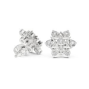 Pendientes de compromiso de oro blanco de 14 quilates con diamantes cultivados en laboratorio para mujer |   Diamante Cultivado Nuevo - Product Image 5