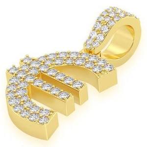Pendentif personnalisé en or massif 10 carats avec symbole de l'euro et diamant naturel véritable, collier hip-hop personnalisable pour homme et femme, idée cadeau pour lui. - Product Image 6