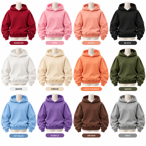 Oversized Pullover Hoodie Pearl Stud Sleeve Details <b>Drop</b> Shoulder Streetwear Fashion Sweatshirt 100% Cotton Fleece Breathable - Product Image 5