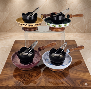 Round Tray <b>Set</b> with Sea Shell Inlay Bone <b>Colour</b> Mubkhar Burner Eid Ramadan Gift Aromatherapy Incense & Bakhoor Holder Box - Product Image 3