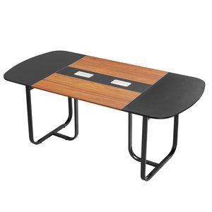 Tavolo da Conferenza Moderno da 6 Piedi con Gambe in Metallo, Estensibile per 6-8 Persone, Grande Tavolo per Riunioni d'Ufficio - Product Image 1