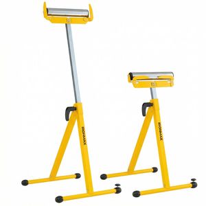 Set di 2 Supporti Pieghevoli in Metallo Resistente con Guide per Bordi, Portatili, Gialli, per Lavorazione del Legno e Banchi da Lavoro - Product Image 2