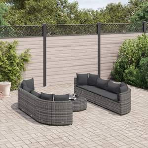 <b>Set</b> of 8 Large Grey PE Rattan Patio <b>Sofas</b> Garden <b>Sofa</b> Collection Model D0100H5CCP8 - Product Image 1