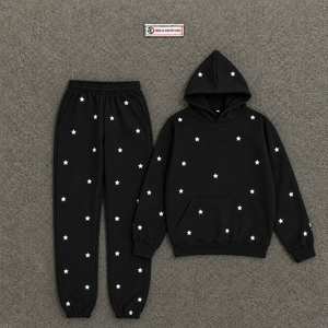 Conjunto Deportivo Personalizado con Estampado de Estrella Negra para Hombre, Sudadera con Capucha y Pantalones Jogger, Ropa Deportiva Casual de Calle, Moda al por Mayor - Product Image 5