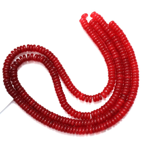 Cuentas planas de cuarzo rojo oscuro de 5-6 mm, cuentas espaciadoras de piedra preciosa Heishi de color rojo intenso, hilo de cuarzo liso para pulsera y collar. - Product Image 3