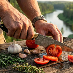 High End Style Damascus Steel Kitchen Knife Set Premium Cooking <b>Tools</b> With Comfortable Grip And Elegant Appearance - Product Image 5