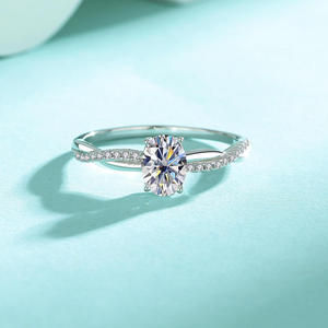 Elegant Round Cut Moissanite Engagement <b>Ring</b> <b>925</b> Sterling <b>Silver</b> Curved Band Bridal Jewelry Classic Wedding Gift For Women - Product Image 4