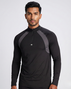 High <b>Tech</b> Gym Training Top Half Zip Full Sleeves Lightweight Breathable Stretch Performance Wear - Product Image 2