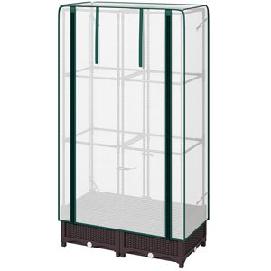 Jardinera exterior con espaldera 80 cm x 40 cm x 123 cm, cubierta de PE marrón, orificios de drenaje, puerta con cremallera, para invernaderos y cuartos de jardín - Product Image 1