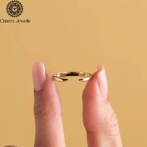 Charm Jewells Minimalist Gold Plated <b>Open</b> <b>Ring</b> with Moissanite Geometric Design Women's Engagement Everyday Wear - Product Image 1