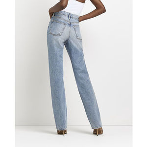 Jeans d'hiver pour femmes à prix abordable, taille haute, color block, extensibles, 100% coton, respirants, séchage rapide, denim personnalisé - Product Image 4