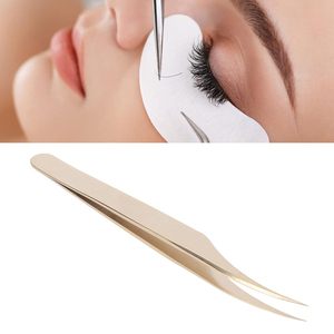 Gold Color Pointed Stainless Steel Eyelash Extension Tweezers, High Precision Curved Tip for Volume Lashes and Isolation - Product Image 4