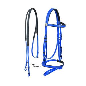 Brida de sillín inglesa bellamente hecha para caballos Snaffle de PVC suave con relleno y riendas a juego Caballos cómodos - Product Image 5