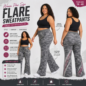 Women's <b>Camo</b> Printed Flare Sweatpants High Waist Drawstring Printed Fleece Pants <b>Ladies</b> Flare Leg French Terry Jogging <b>Trousers</b> - Product Image 5