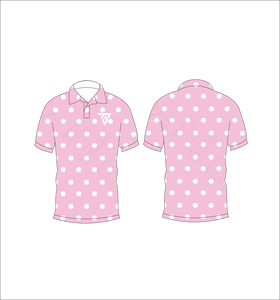 Camisa Polo para Hombre, Color Rosa Claro con Puntos Blancos, Sublimación Personalizada, Manga Corta, Verano, Casual, Transpirable, Ligera, para Golf - Product Image 3