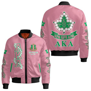 Winter Wear Breathable <b>Pink</b> Bomber <b>Jacket</b> with Crest and Lettering Unisex Casual Zipper Front Polyester <b>Jacket</b> - Product Image 1