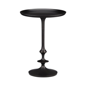 Modern <b>Round</b> Pedestal <b>Side</b> <b>Table</b> with Raised Tray Top and Elegant Stem Design | Black Minimalist Accent End <b>Table</b> for Home room - Product Image 1