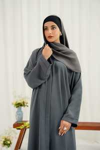 Abaya Musulmana Modesta Personalizada con Bordado para Mujer, Color Sólido, Elegante, Ligera, Transpirable, Talla Única, con Pañuelo para la Cabeza - Product Image 3