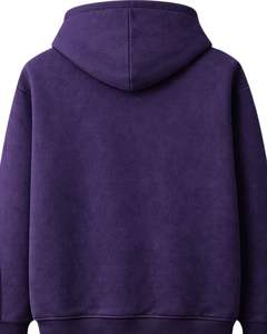 Sudadera con capucha morada minimalista con logo de pedrería, extragrande, de forro polar grueso, con bolsillo canguro, personalizada, estilo streetwear, para hombre, fabricante - Product Image 4
