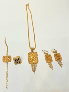 Dubai 24KT Gold Plated Brass Jewelry <b>Set</b> Hot-Selling Four Gram Earring Ring Pearl New Design Necklace Fashion Jewelry <b>Set</b> - Product Image 6