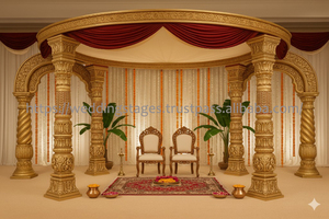 Mandap de mariage traditionnel de style Rajwada, richement orné, doré, pour mariages d'Inde du Sud, Nouveauté 2026, Meilleures ventes, Californie - Product Image 5