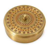 Boîte à masala artisanale en laiton avec 7 bols, rangement traditionnel indien pour épices, Dabba, organisateur de condiments de cuisine, laiton décoratif