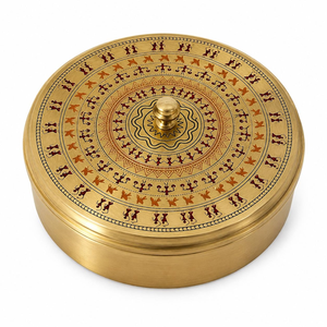 Boîte à masala artisanale en laiton avec 7 bols, rangement traditionnel indien pour épices, Dabba, organisateur de condiments de cuisine, laiton décoratif - Product Image 3
